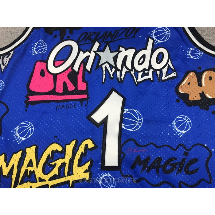 Camiseta Orlando Magic Penny Hardaway #1 Slap Sticker Mitchell & Ness 1994-95 Azul